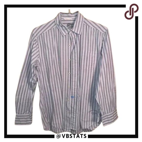 Small Tommy Bahama Gray-White Striped LS Shirt - Picture 1 of 6